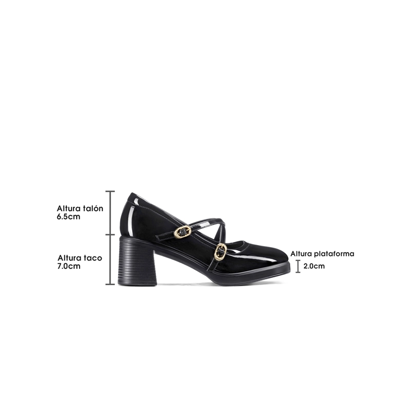 ZAPATOS TACO CASUAL PU ACHAROLADO MUJER CUADRADO WEIDE GH220 - 4