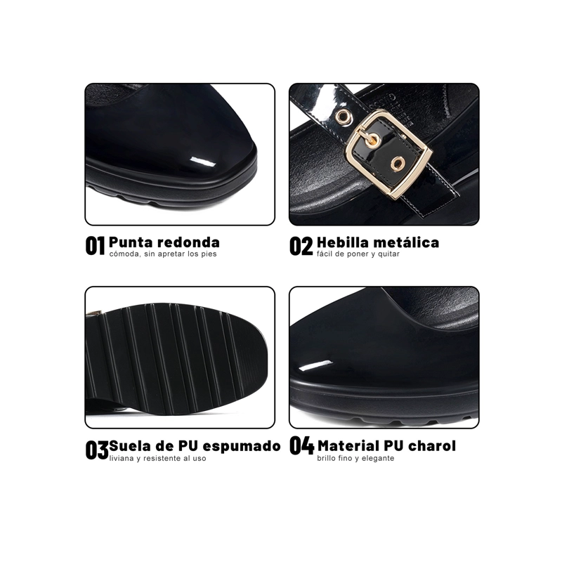 Zapatos Taco  PU Acharolado Mujer Taco Cuña Weide GH222 - 5