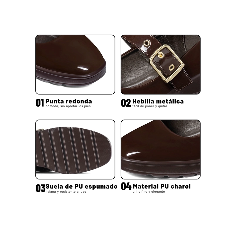 Zapatos Taco  PU Acharolado Mujer Taco Cuña Weide GH222 - 5