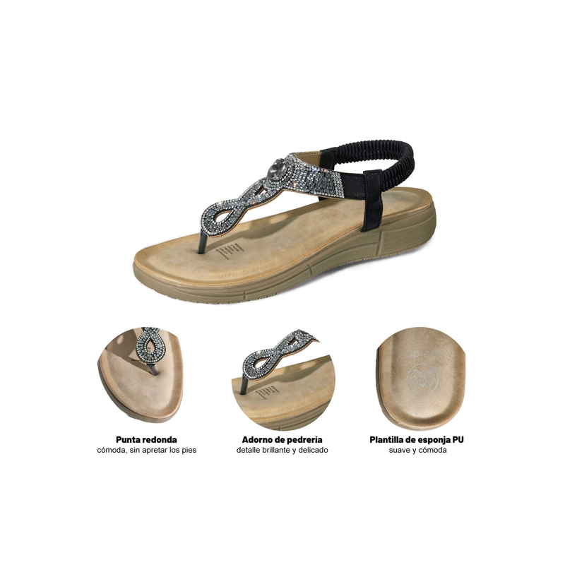 SANDALIAS CASUAL PU MUJER PLANO WEIDE JS85 - 6