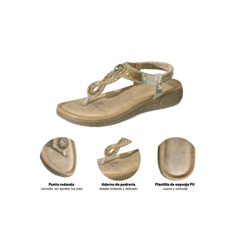 SANDALIAS CASUAL PU MUJER PLANO WEIDE JS85 - 6