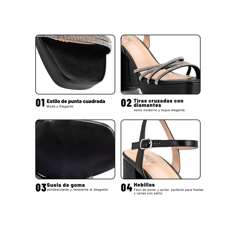 SANDALIA ECO CUERO TACO NEGRO FIESTA MUJER WEIDE YOU205 - 5