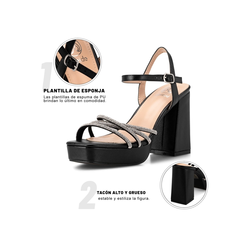 SANDALIA ECO CUERO TACO NEGRO FIESTA MUJER WEIDE YOU205 - 6