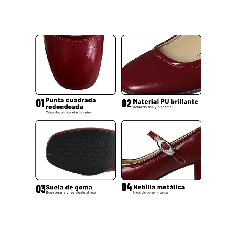 ZAPATOS TACO CASUAL PU MUJER CUADRADO WEIDE YL058 - 5