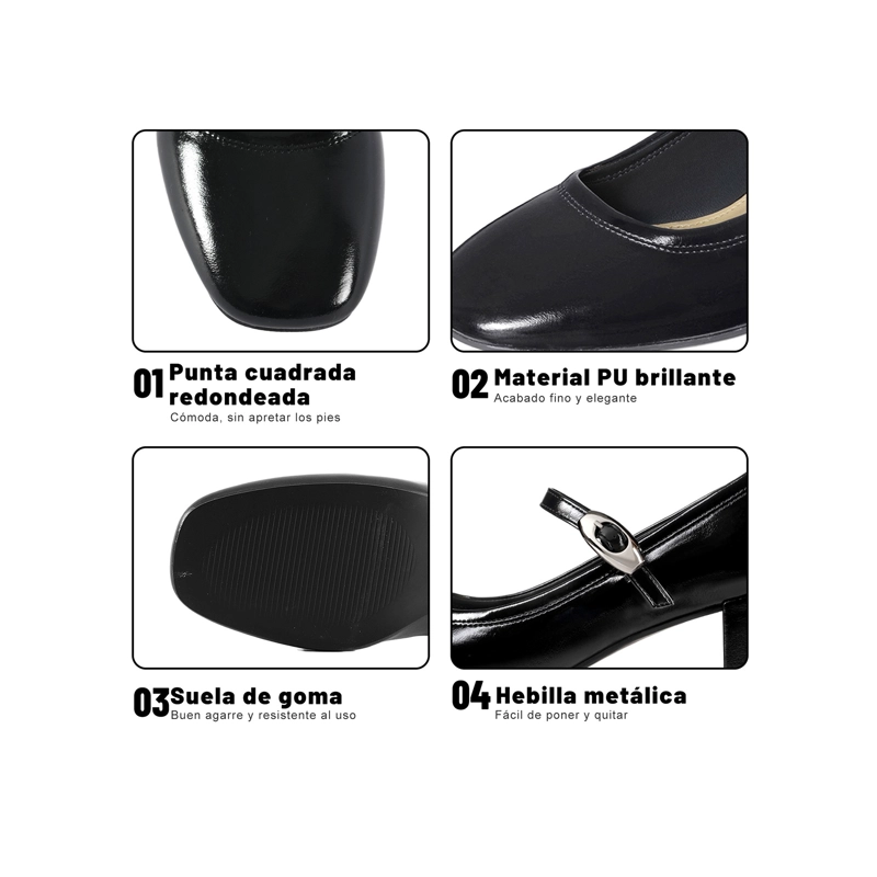 ZAPATOS TACO CASUAL PU MUJER CUADRADO WEIDE YL058 - 5