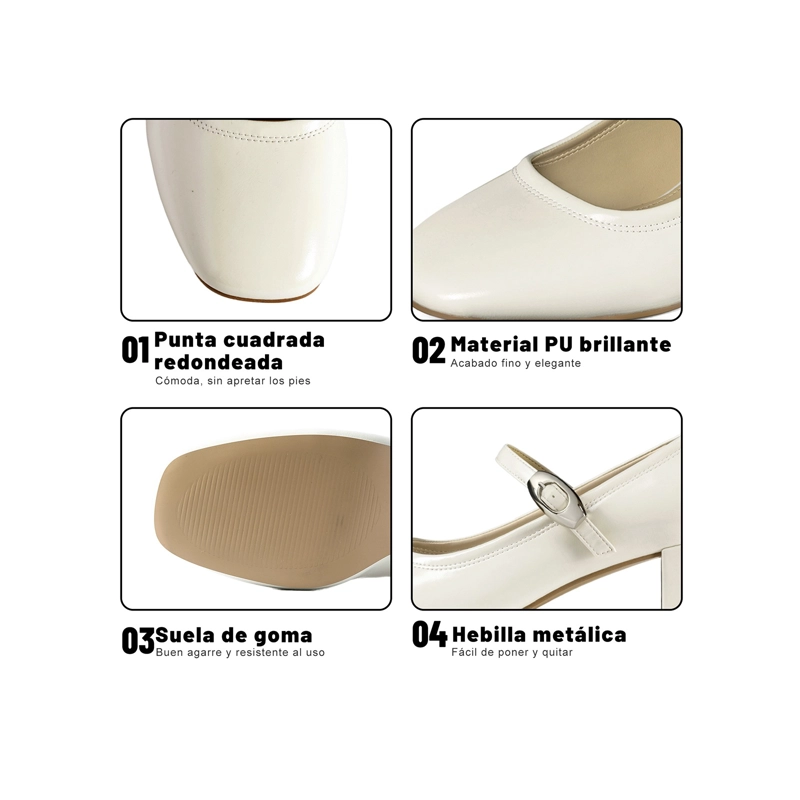 ZAPATOS TACO CASUAL PU MUJER CUADRADO WEIDE YL058 - 5