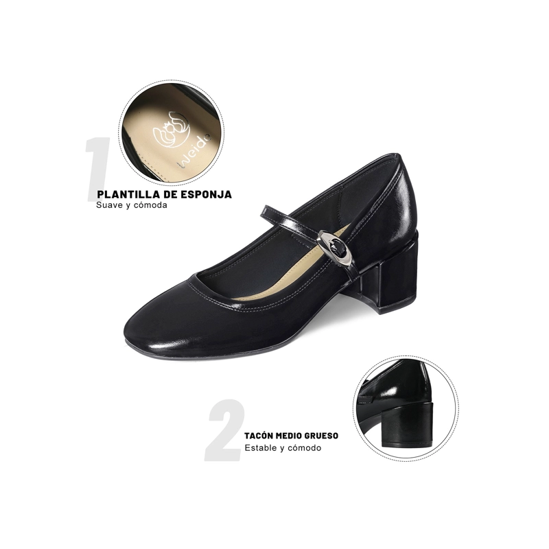 ZAPATOS TACO CASUAL PU MUJER CUADRADO WEIDE YL058 - 6