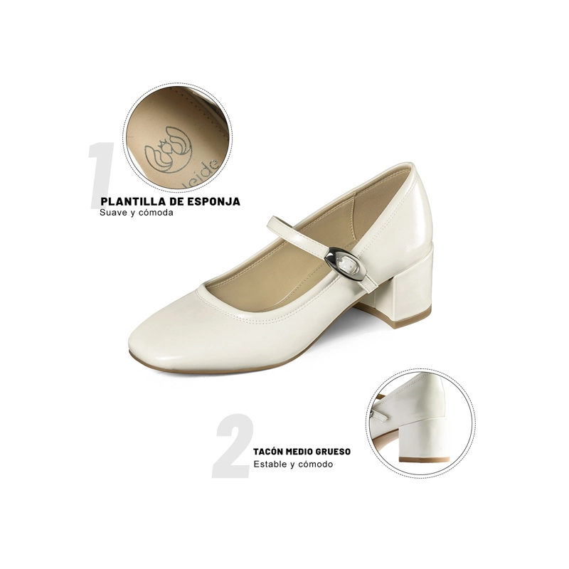 ZAPATOS TACO CASUAL PU MUJER CUADRADO WEIDE YL058 - 6