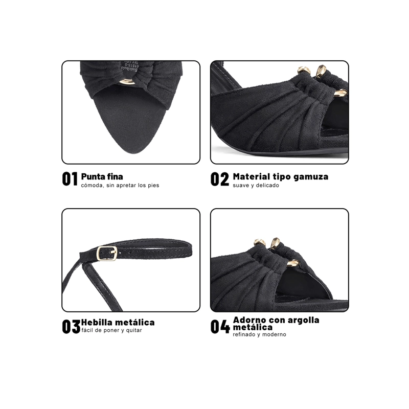 ZAPATOS TACO PU TEXTIL MUJER AGUJA WEIDE JN752 - 5