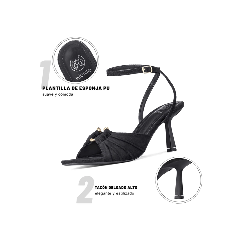 ZAPATOS TACO PU TEXTIL MUJER AGUJA WEIDE JN752 - 6