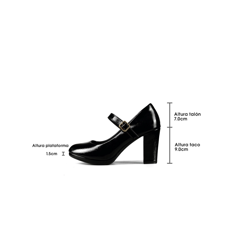 ZAPATOS TACO PU ACHAROLADO MUJER CUADRADO WEIDE TFA318 - 4