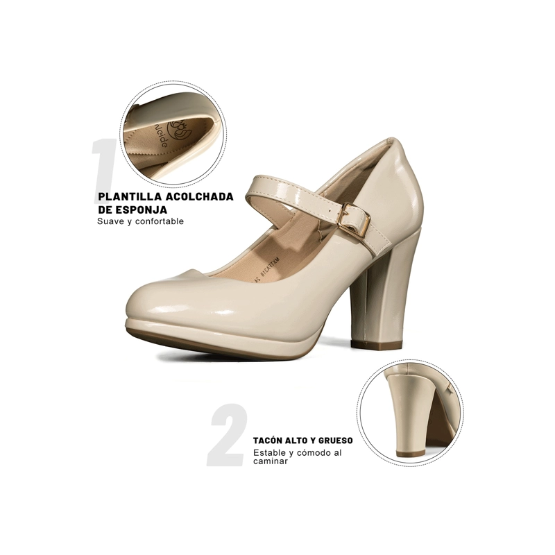 ZAPATOS TACO PU ACHAROLADO MUJER CUADRADO WEIDE TFA318 - 6