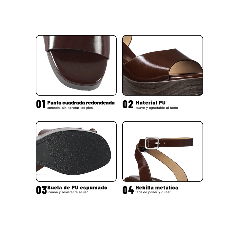 SANDALIAS CASUAL PU MUJER TACO CUÑA WEIDE YQ02 - 5
