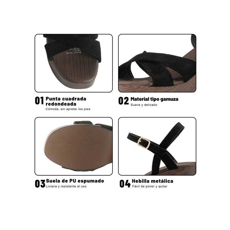 SANDALIAS PU TEXTIL MUJER CUADRADO WEIDE YQ05 - 5