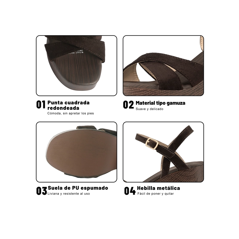 SANDALIAS PU TEXTIL MUJER CUADRADO WEIDE YQ05 - 5