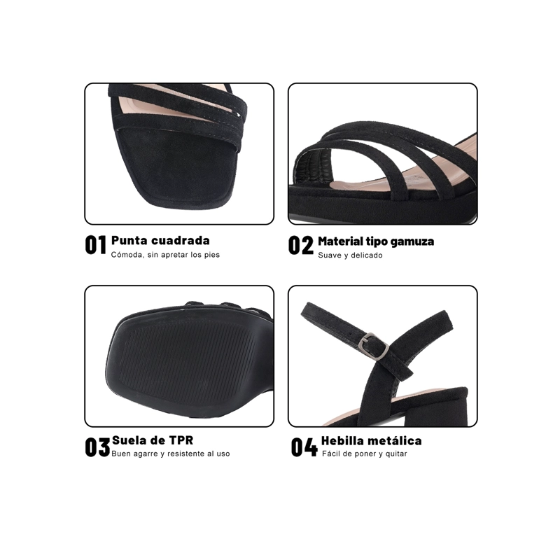 SANDALIAS CASUAL PU TEXTIL MUJER CUADRADO WEIDE YOU531B - 5