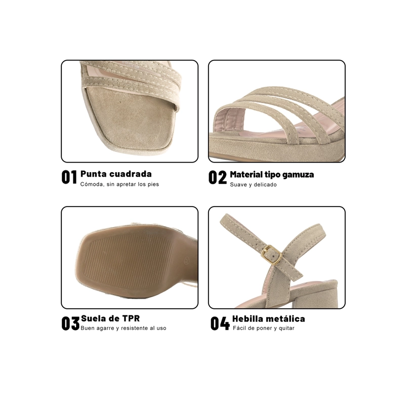 SANDALIAS CASUAL PU TEXTIL MUJER CUADRADO WEIDE YOU531B - 5