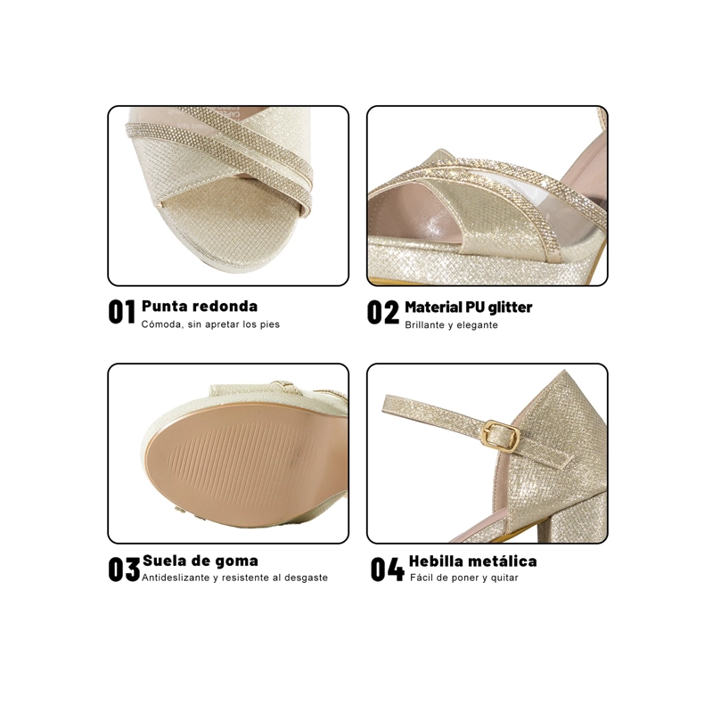 SANDALIAS FORMAL PU GLITTER MUJER CUADRADO WEIDE YOU587 - 5