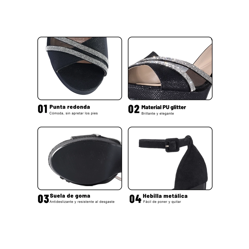 SANDALIAS FORMAL PU GLITTER MUJER CUADRADO WEIDE YOU587 - 5