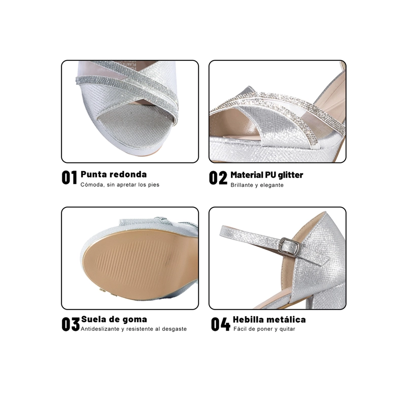 SANDALIAS FORMAL PU GLITTER MUJER CUADRADO WEIDE YOU587 - 5