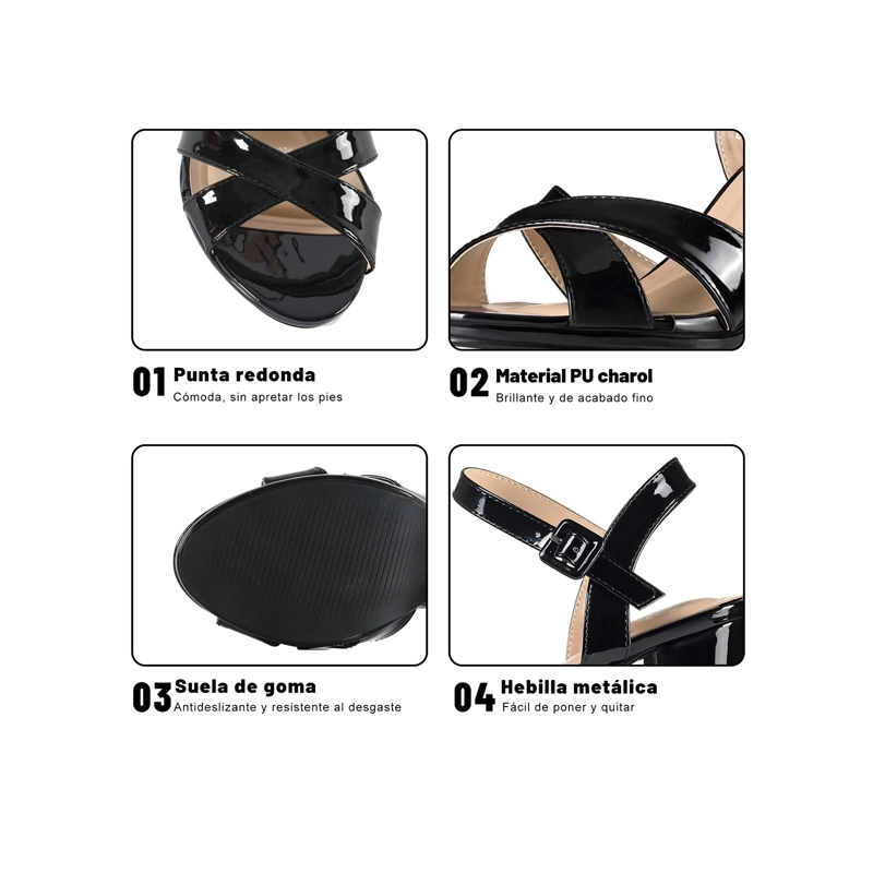 SANDALIAS CASUAL PU ACHAROLADO MUJER CUADRADO WEIDE YOU586 - 5