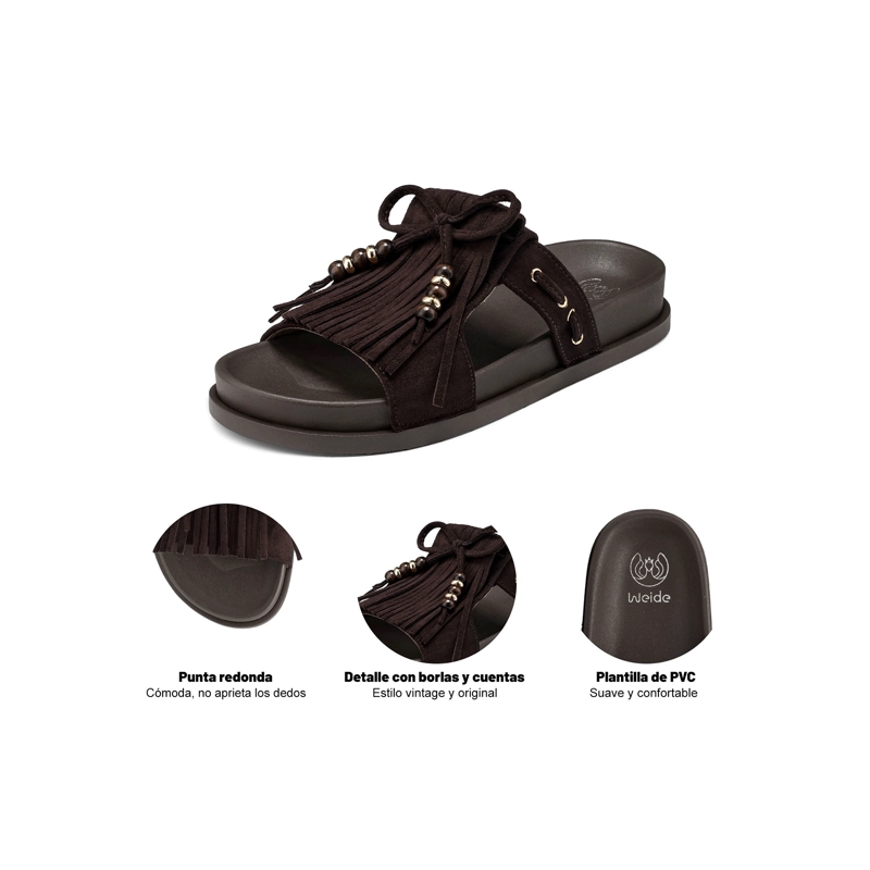 SANDALIA TIPO CHALA PU TEXTIL MUJER PLANO WEIDE QIU511 - 6