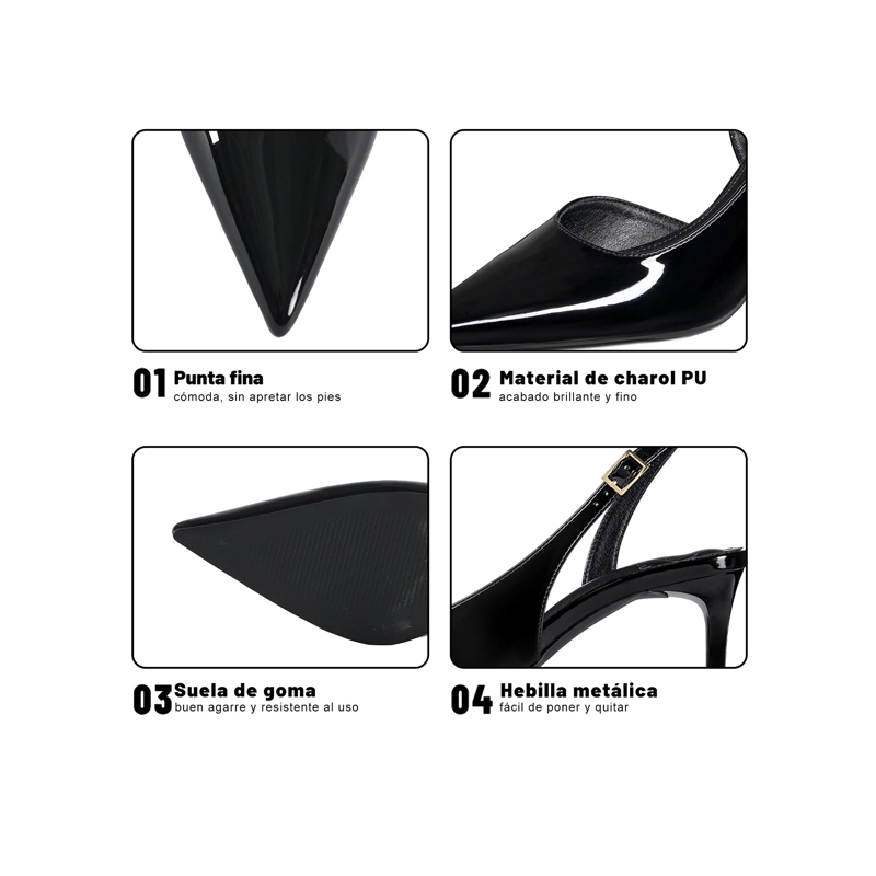 ZAPATOS TACO CASUAL PU ACHAROLADO MUJER AGUJA WEIDE QIU522 - 5
