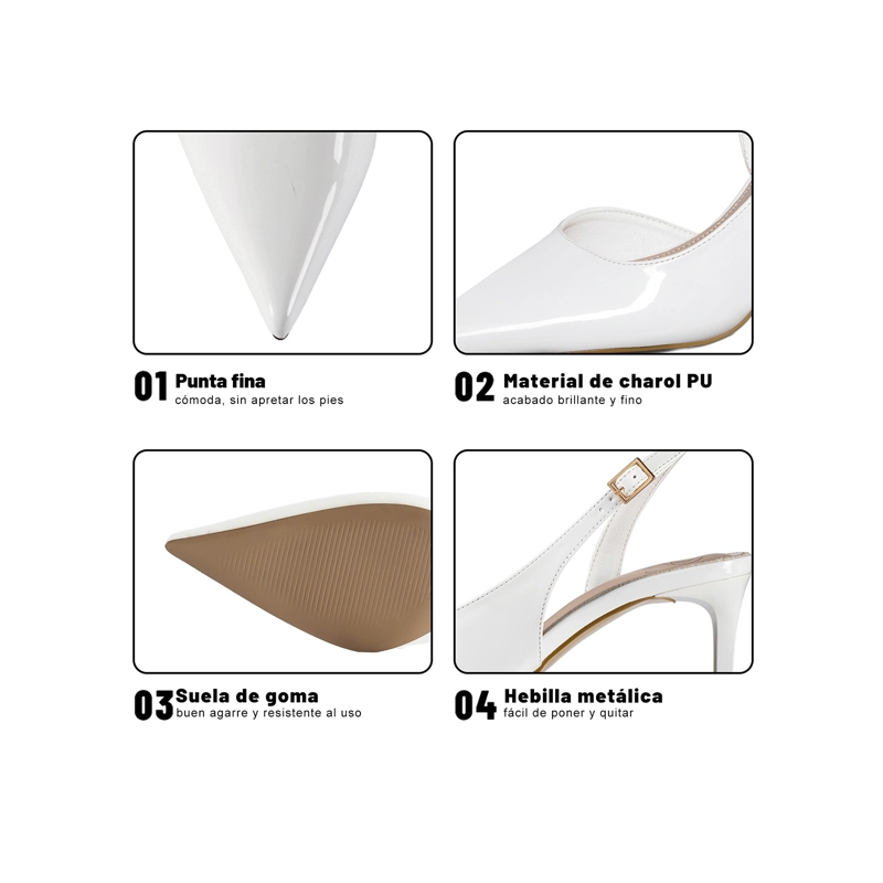 ZAPATOS TACO CASUAL PU ACHAROLADO MUJER AGUJA WEIDE QIU522 - 5
