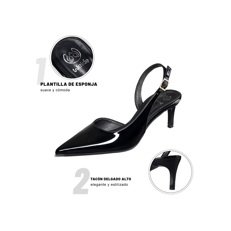ZAPATOS TACO CASUAL PU ACHAROLADO MUJER AGUJA WEIDE QIU522 - 6