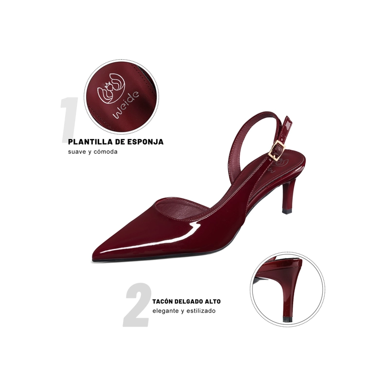 ZAPATOS TACO CASUAL PU ACHAROLADO MUJER AGUJA WEIDE QIU522 - 6