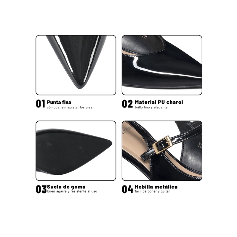 ZAPATOS TACO CASUAL PU ACHAROLADO MUJER AGUJA WEIDE YOU585 - 5