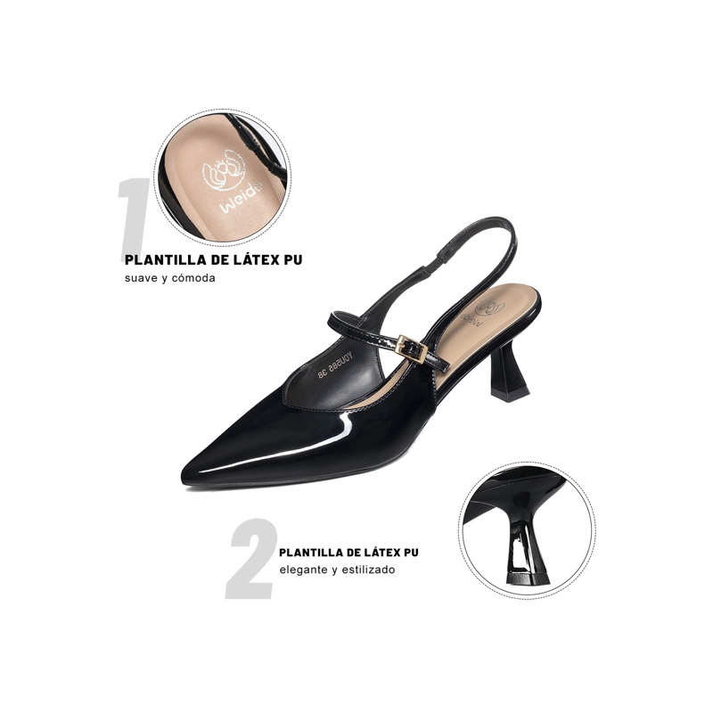 ZAPATOS TACO CASUAL PU ACHAROLADO MUJER AGUJA WEIDE YOU585 - 6