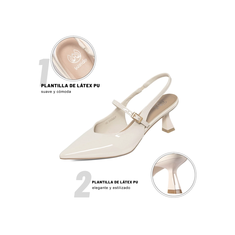 ZAPATOS TACO CASUAL PU ACHAROLADO MUJER AGUJA WEIDE YOU585 - 6