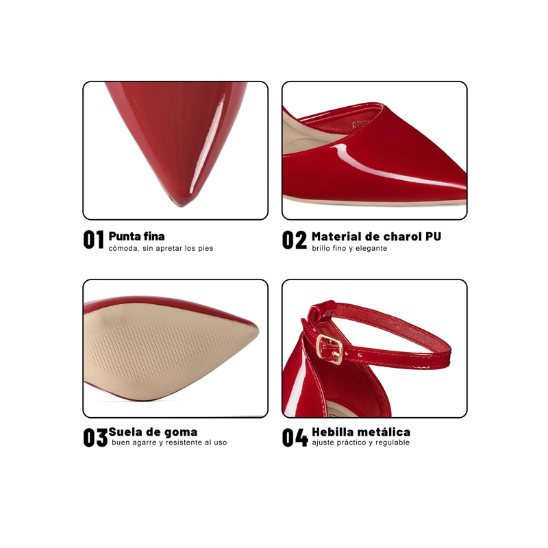 ZAPATOS TACO PU ACHAROLADO MUJER AGUJA WEIDE QIU506B - 5