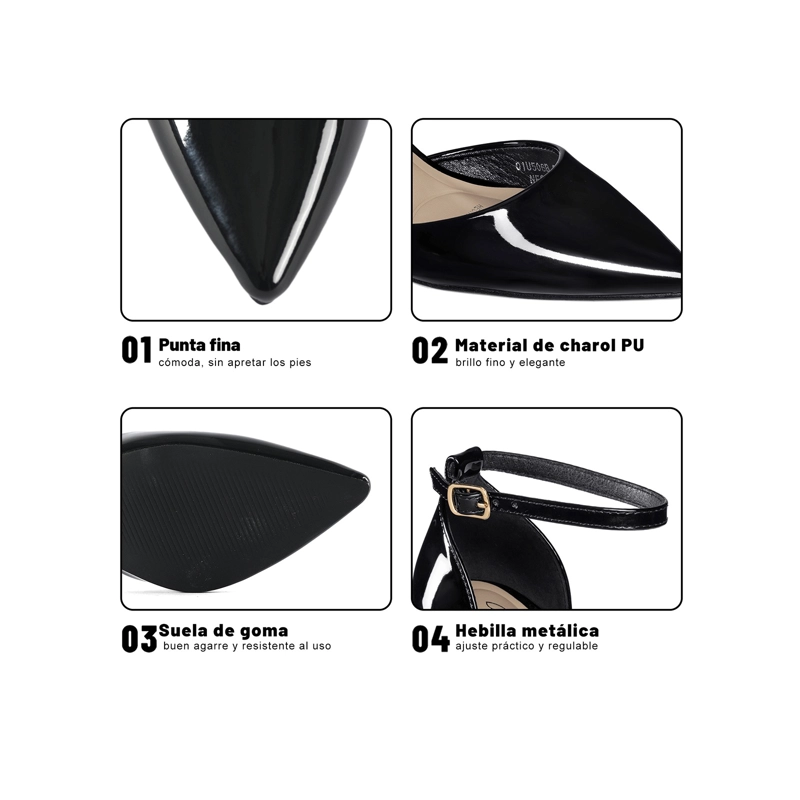 ZAPATOS TACO PU ACHAROLADO MUJER AGUJA WEIDE QIU506B - 5