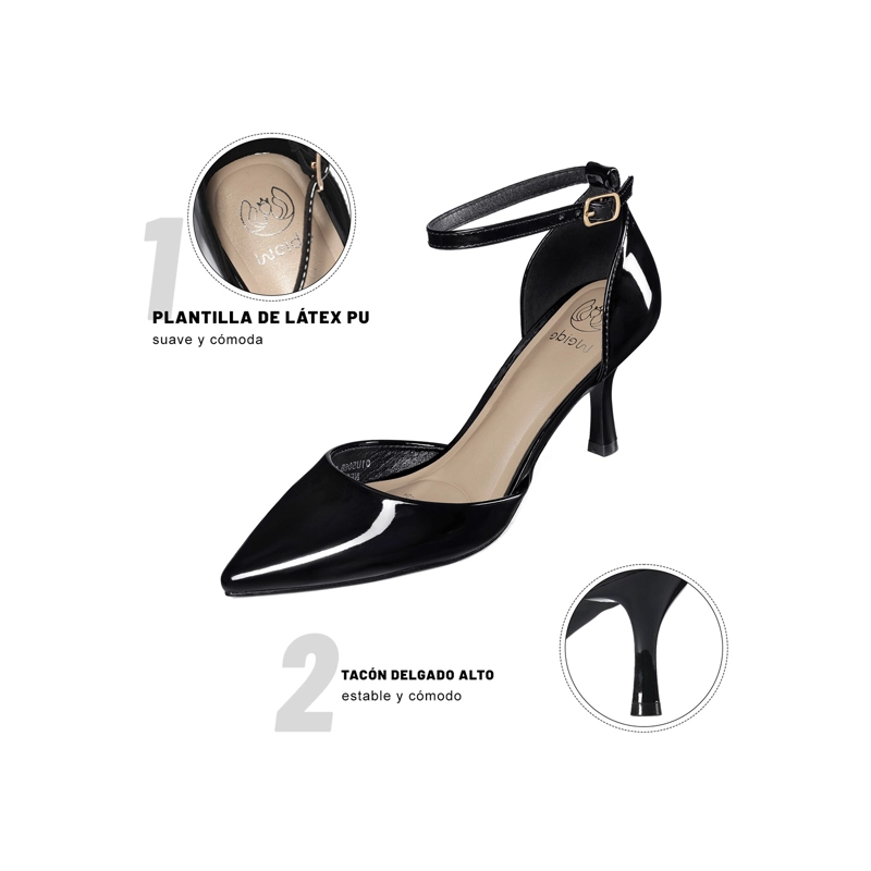 ZAPATOS TACO PU ACHAROLADO MUJER AGUJA WEIDE QIU506B - 6