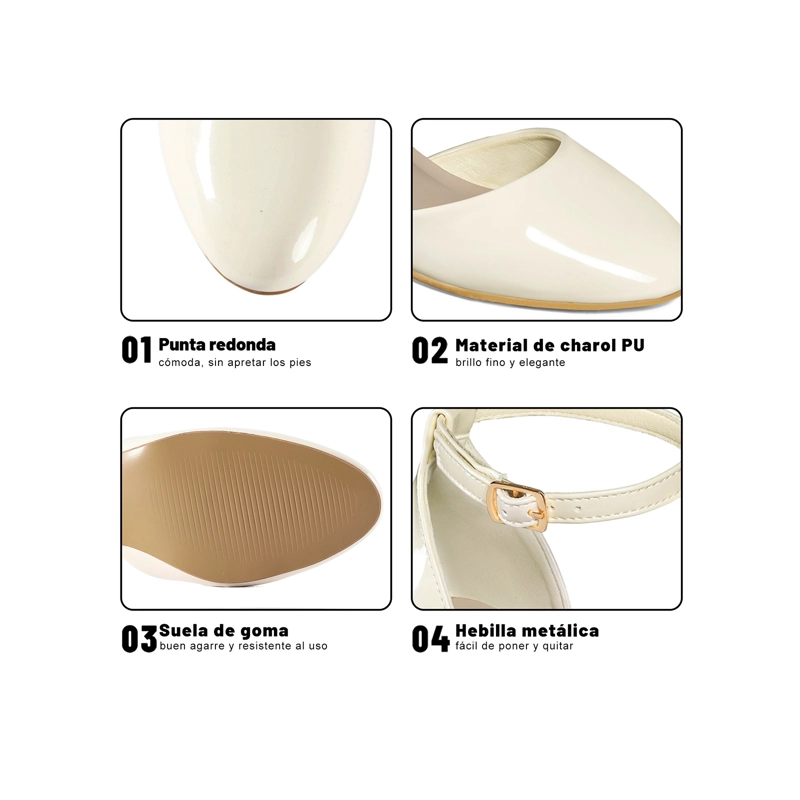 ZAPATOS TACO PU ACHAROLADO MUJER CUADRADO WEIDE GH225 - 5