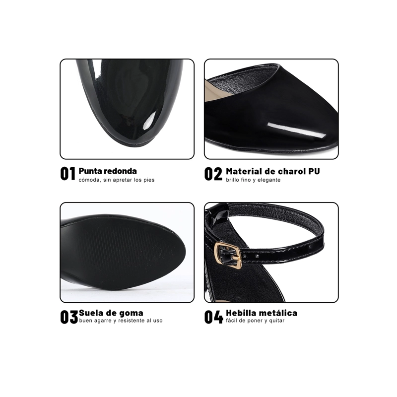 ZAPATOS TACO PU ACHAROLADO MUJER CUADRADO WEIDE GH225 - 5
