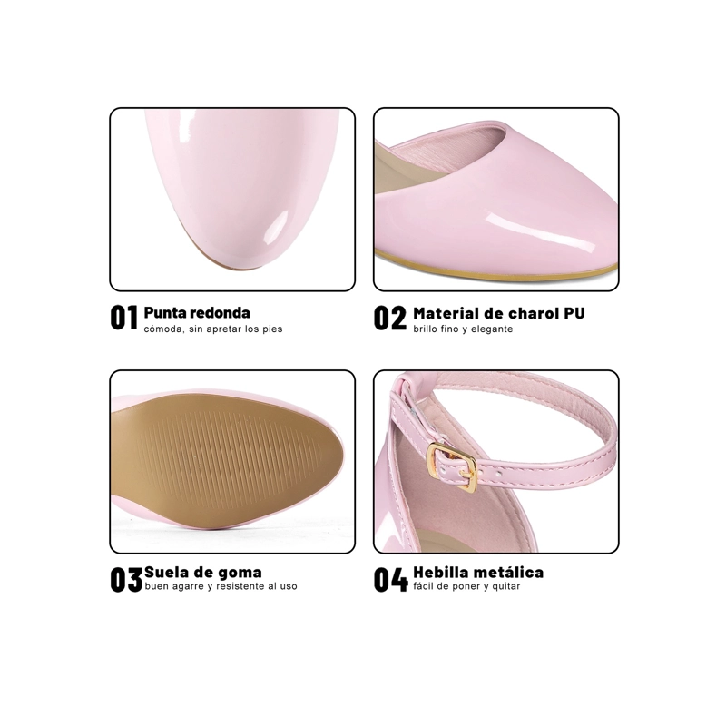 ZAPATOS TACO PU ACHAROLADO MUJER CUADRADO WEIDE GH225 - 5
