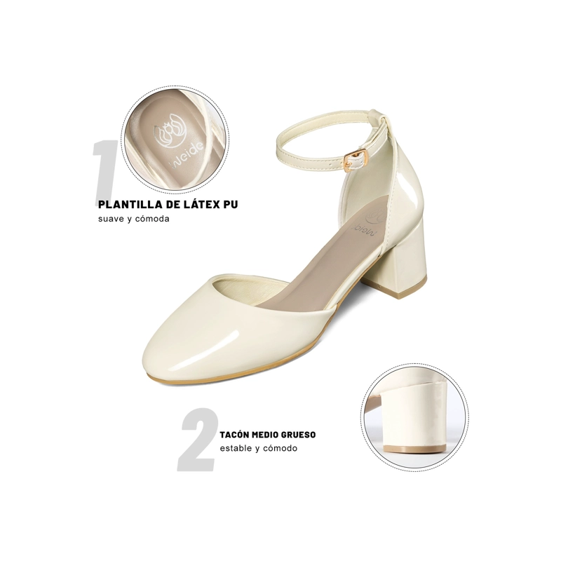 ZAPATOS TACO PU ACHAROLADO MUJER CUADRADO WEIDE GH225 - 6
