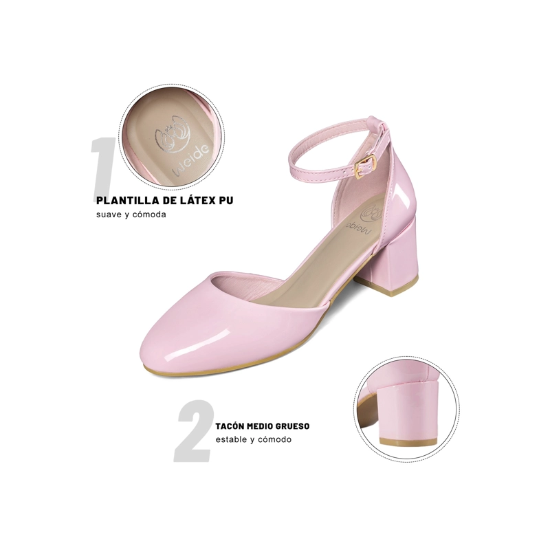 ZAPATOS TACO PU ACHAROLADO MUJER CUADRADO WEIDE GH225 - 6