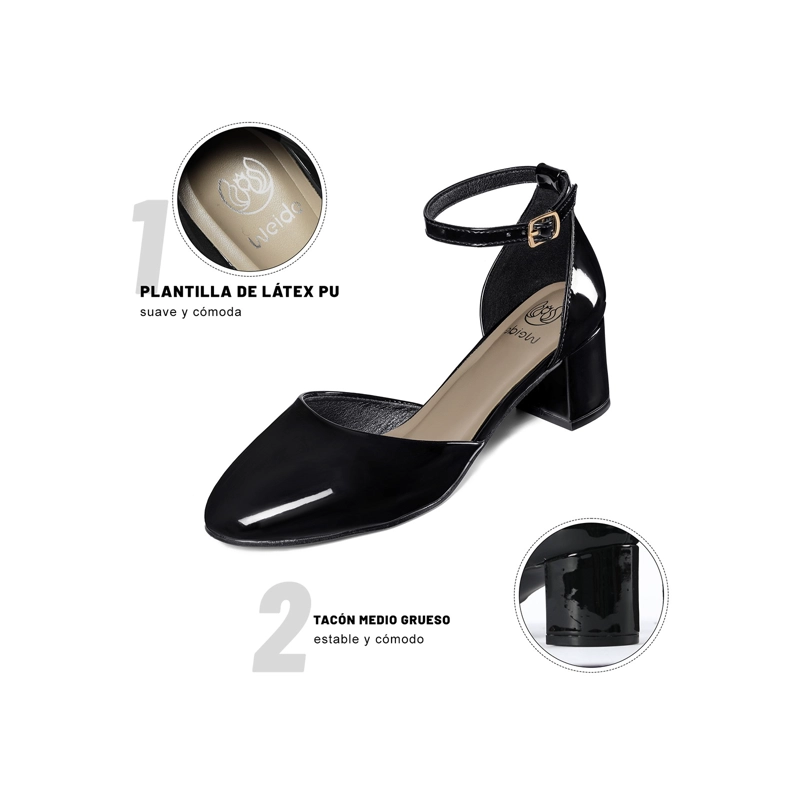 ZAPATOS TACO PU ACHAROLADO MUJER CUADRADO WEIDE GH225 - 6