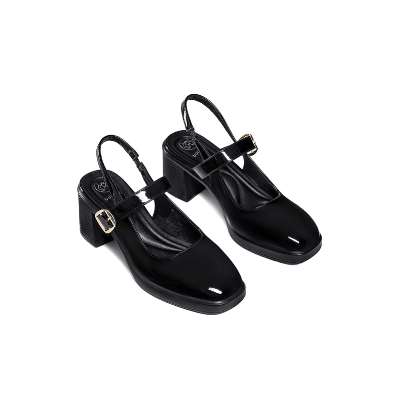 ZAPATOS TACO PU ACHAROLADO MUJER CUADRADO WEIDE GH221 - 3