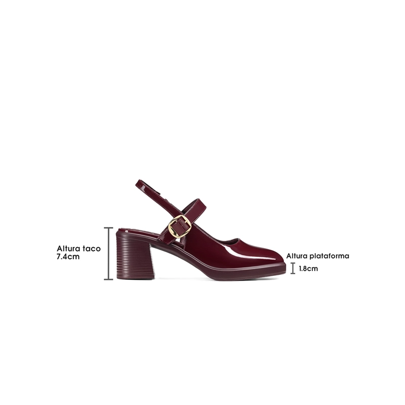 ZAPATOS TACO PU ACHAROLADO MUJER CUADRADO WEIDE GH221 - 4