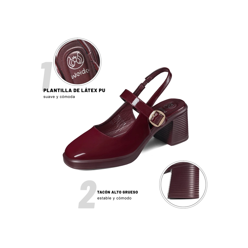 ZAPATOS TACO PU ACHAROLADO MUJER CUADRADO WEIDE GH221 - 6