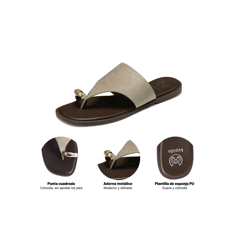 SANDALIA TIPO CHALA PU TEXTIL MUJER PLANO WEIDE HY26 - 6