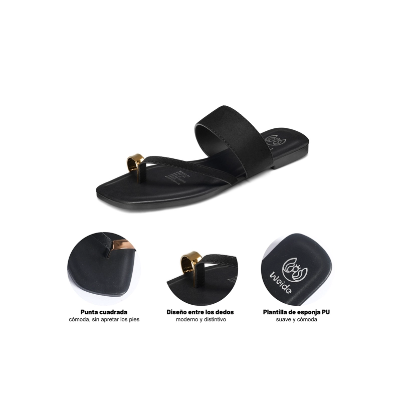 SANDALIA TIPO CHALA PU TEXTIL MUJER PLANO WEIDE HY25 - 6
