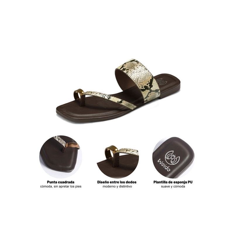 SANDALIA TIPO CHALA PU TEXTIL MUJER PLANO WEIDE HY25 - 6