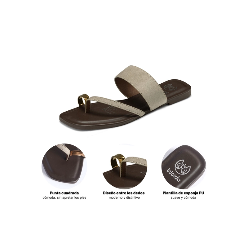 SANDALIA TIPO CHALA PU TEXTIL MUJER PLANO WEIDE HY25 - 6