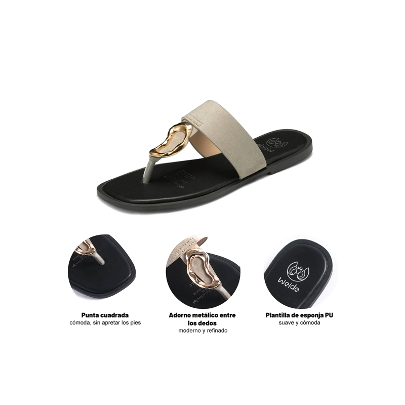 SANDALIA TIPO CHALA PU TEXTIL MUJER PLANO WEIDE HY23 - 6